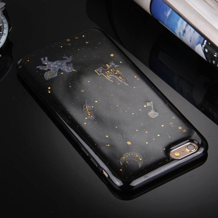 For iPhone 6 & 6s Flash Powder Twinkling NightSky Last Quarter Moon Pattern Soft TPU Protective Case