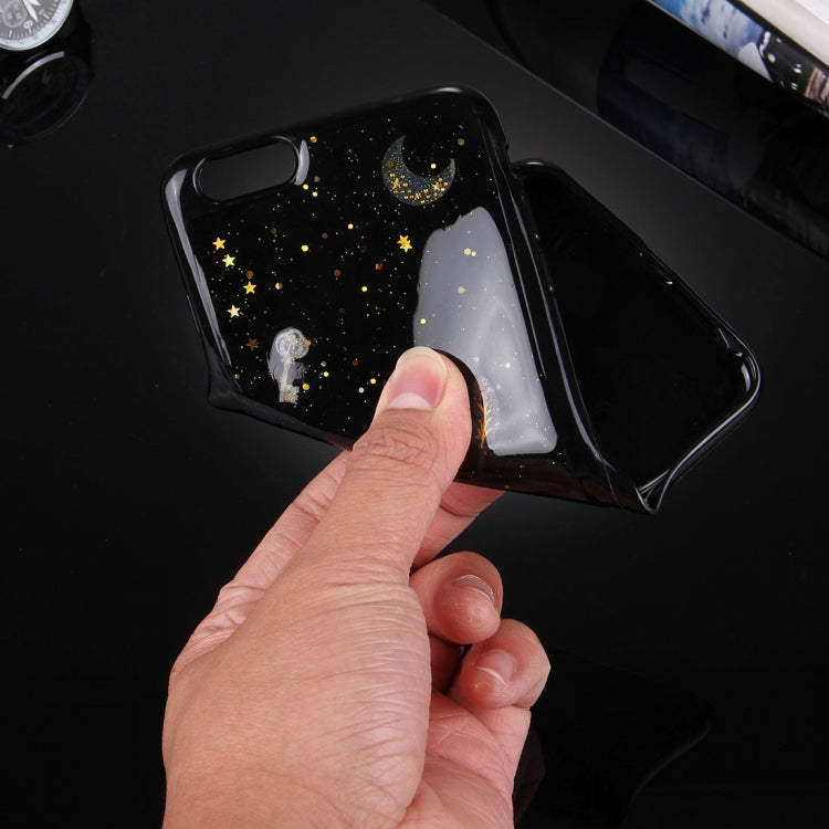 For iPhone 6 & 6s Flash Powder Twinkling NightSky Last Quarter Moon Pattern Soft TPU Protective Case