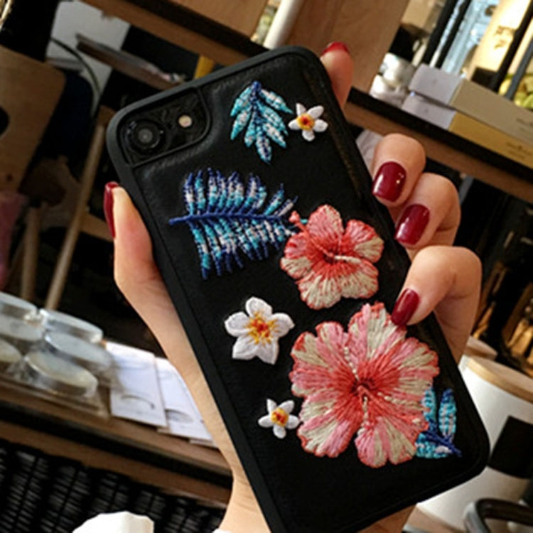 For iPhone 6 & 6s Embroidery Flowers Protective Back Cover Case
