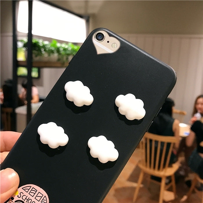 For iPhone 6 & 6s Clouds and Small Bus Pattern Protective Back Cover Case with Pendant