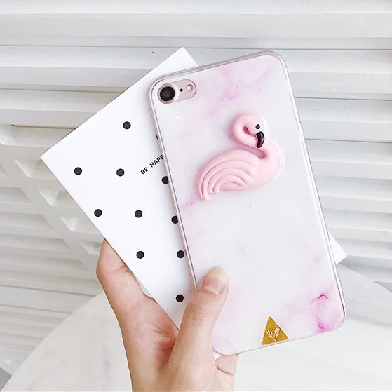 For iPhone 6 & 6s Creative Stereoscopic Swan TPU Dropproof Protective Case Back Cover
