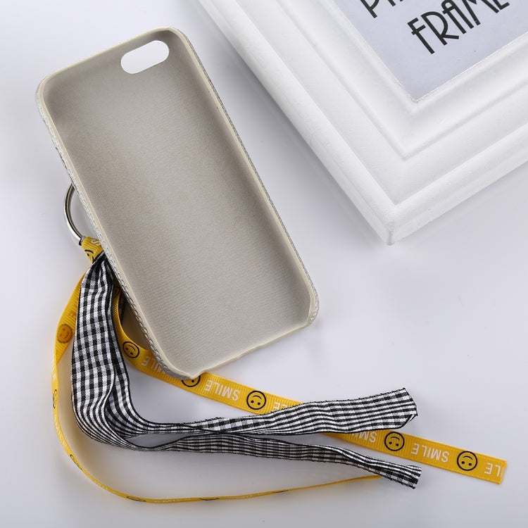 For iPhone 6 & 6s Diamond Smiling Face Pattern Ribbon Ring Pendant Protective Back Cover Case