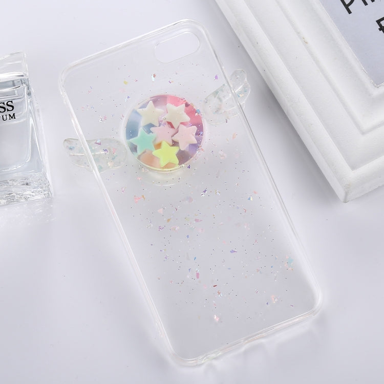 For iPhone 6 & 6s Angel Wing Macaroon Stars Glitter Transparent TPU Protective Back Cover Case (Transparent)