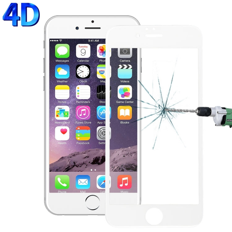 For iPhone 6 & 6s 0.26mm 9H Surface Hardness 4D Curverd Arc Explosion-proof HD Silk-screen Tempered Glass Full Screen Film