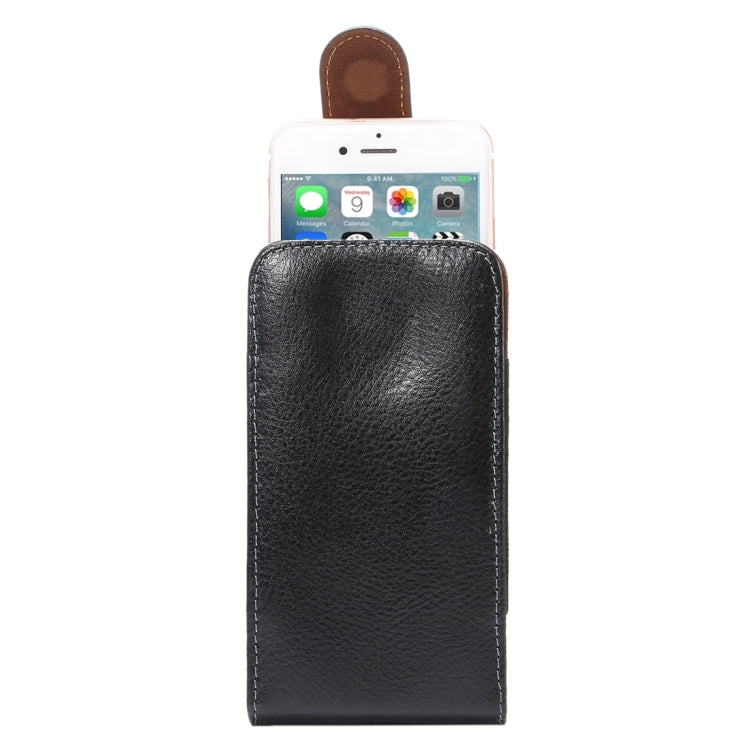 4.8 inch Litchi Texture Vertical Flip Upright Genuine Leather Case / Waist Bag with Rotatable Back Splint for iPhone 7 & 6s & 6, Galaxy S4, Huawei Mate 8 & Mate7, Xiaomi Redmi 3 & 3X, etc