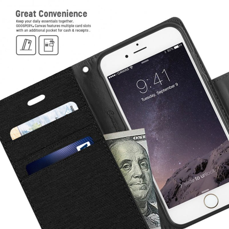 GOOSPERY CANVAS DIARY for iPhone 6 & 6s Canvas Texture Horizontal Flip Leather Case with Card Slots & Wallet & Holder
