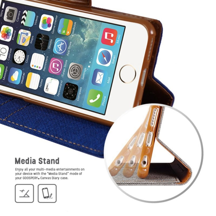 GOOSPERY CANVAS DIARY for iPhone 6 & 6s Canvas Texture Horizontal Flip Leather Case with Card Slots & Wallet & Holder