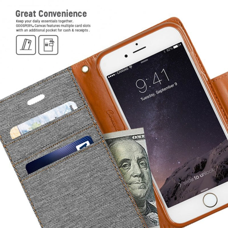 GOOSPERY CANVAS DIARY for iPhone 6 & 6s Canvas Texture Horizontal Flip Leather Case with Card Slots & Wallet & Holder