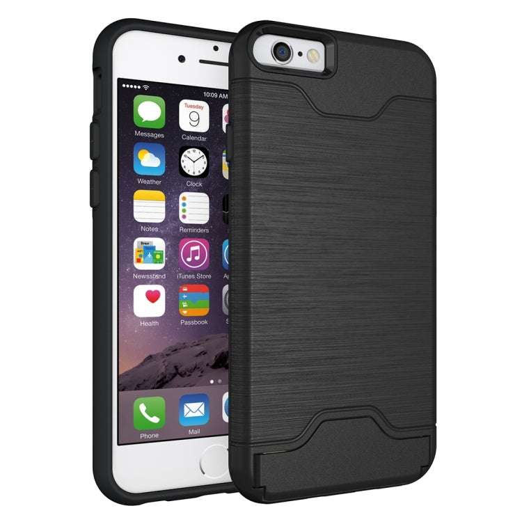 For iPhone 6 & 6s Brushed Texture Separable TPU + PC Combination Back Case with Card Slot & Holder