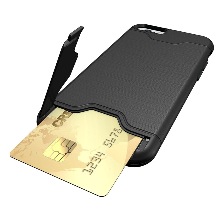 For iPhone 6 & 6s Brushed Texture Separable TPU + PC Combination Back Case with Card Slot & Holder