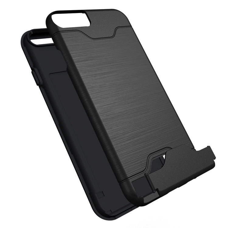 For iPhone 6 & 6s Brushed Texture Separable TPU + PC Combination Back Case with Card Slot & Holder