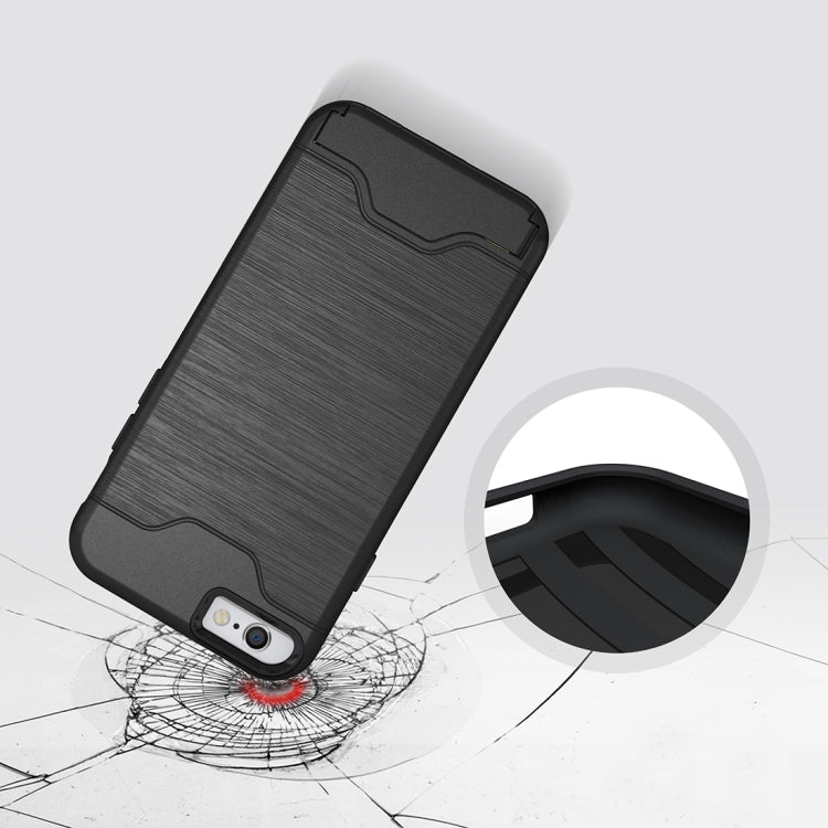 For iPhone 6 & 6s Brushed Texture Separable TPU + PC Combination Back Case with Card Slot & Holder