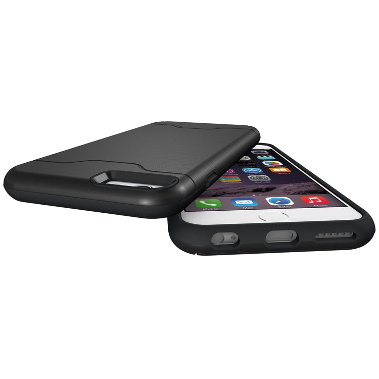 For iPhone 6 & 6s Brushed Texture Separable TPU + PC Combination Back Case with Card Slot & Holder