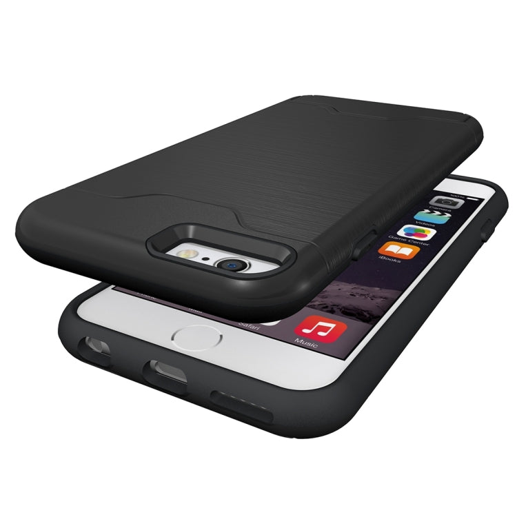 For iPhone 6 & 6s Brushed Texture Separable TPU + PC Combination Back Case with Card Slot & Holder