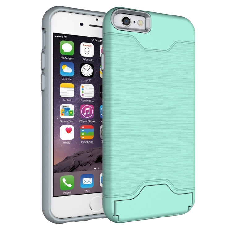 For iPhone 6 & 6s Brushed Texture Separable TPU + PC Combination Back Case with Card Slot & Holder