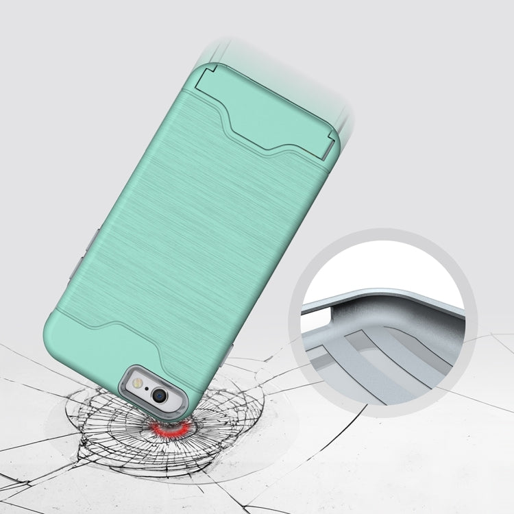 For iPhone 6 & 6s Brushed Texture Separable TPU + PC Combination Back Case with Card Slot & Holder