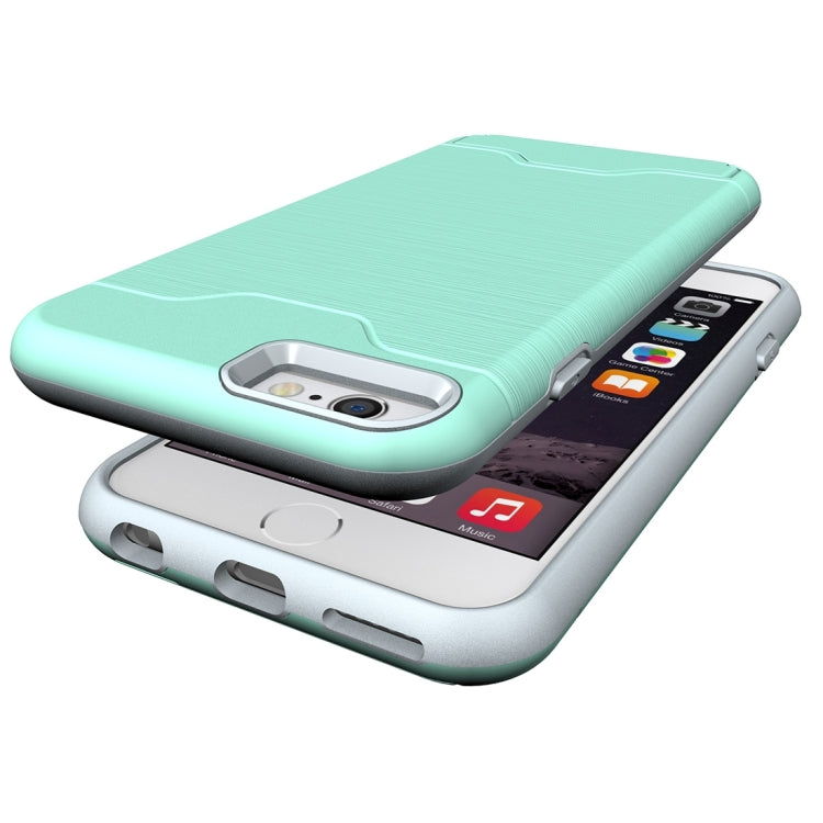 For iPhone 6 & 6s Brushed Texture Separable TPU + PC Combination Back Case with Card Slot & Holder