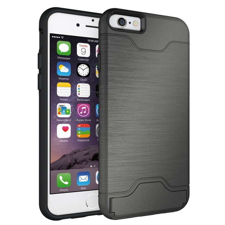 For iPhone 6 & 6s Brushed Texture Separable TPU + PC Combination Back Case with Card Slot & Holder
