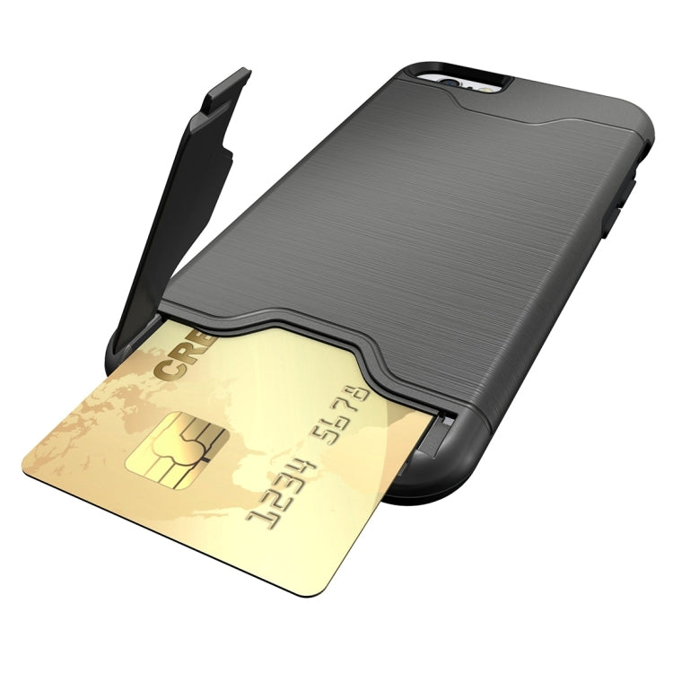 For iPhone 6 & 6s Brushed Texture Separable TPU + PC Combination Back Case with Card Slot & Holder
