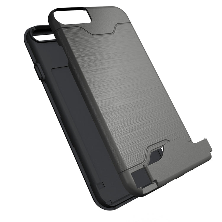 For iPhone 6 & 6s Brushed Texture Separable TPU + PC Combination Back Case with Card Slot & Holder