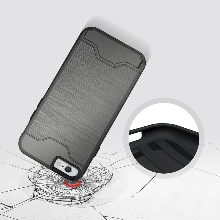 For iPhone 6 & 6s Brushed Texture Separable TPU + PC Combination Back Case with Card Slot & Holder