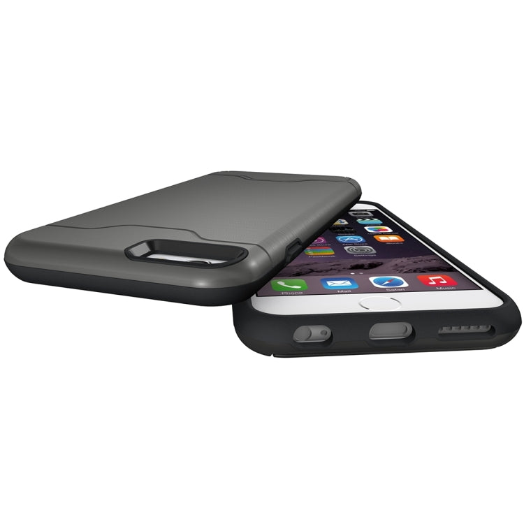 For iPhone 6 & 6s Brushed Texture Separable TPU + PC Combination Back Case with Card Slot & Holder