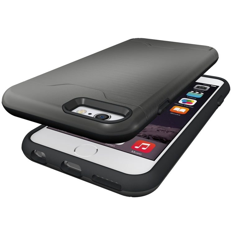 For iPhone 6 & 6s Brushed Texture Separable TPU + PC Combination Back Case with Card Slot & Holder