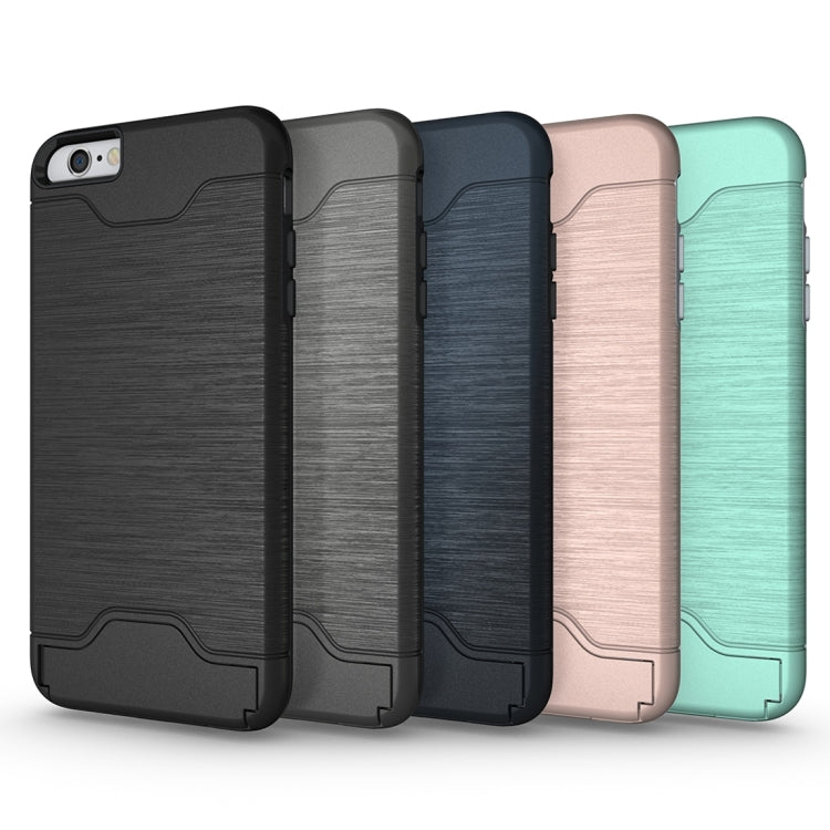 For iPhone 6 & 6s Brushed Texture Separable TPU + PC Combination Back Case with Card Slot & Holder