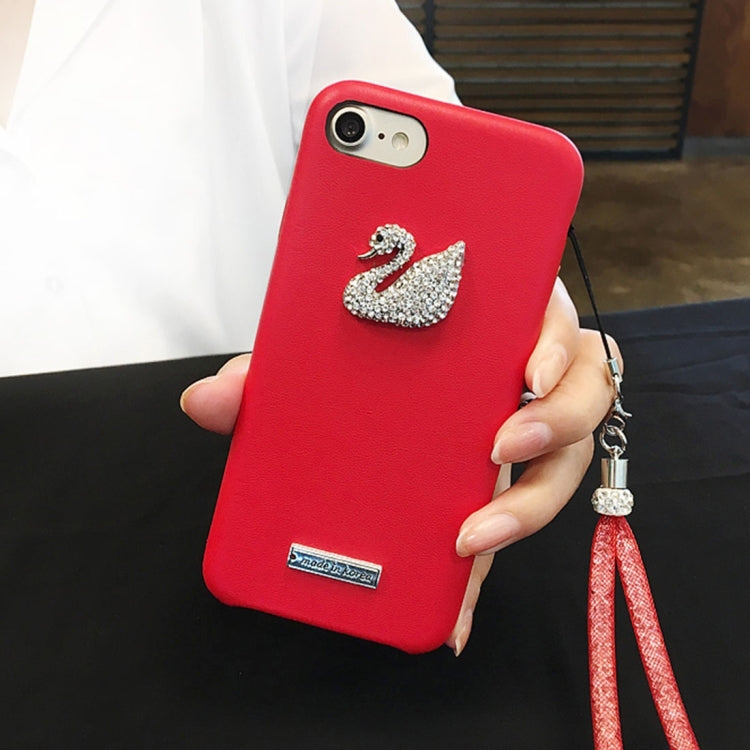 For iPhone 6 & 6s Trendy Style Diamond Swan Pattern Shockproof Protective Back Cover Case with Lanyard