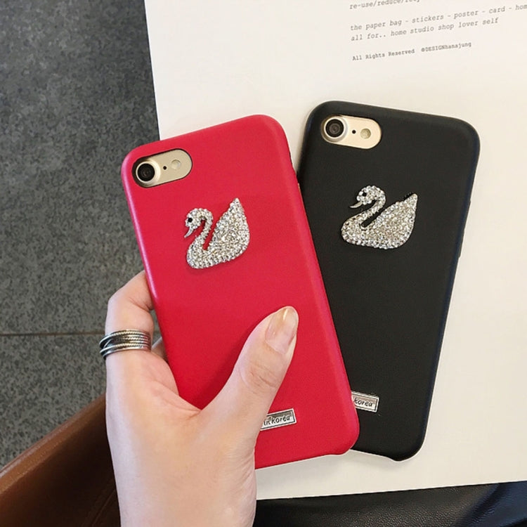 For iPhone 6 & 6s Trendy Style Diamond Swan Pattern Shockproof Protective Back Cover Case with Lanyard