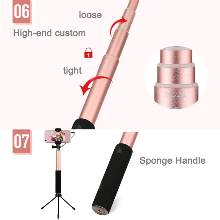 ROCK Portable Wire Controlled Monopod Folding Extendable Handheld Holder Selfie Stick with Dressing Mirror for iOS & Android Phone, Folded Length: 24.5cm, Max Extension Length: 90.0cm