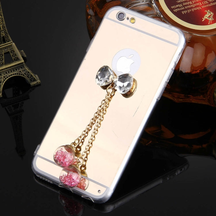 For iPhone 6 & 6s Bowknot Chain Pendant Electroplating Mirror TPU Protective Case