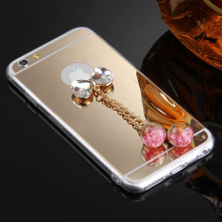 For iPhone 6 & 6s Bowknot Chain Pendant Electroplating Mirror TPU Protective Case