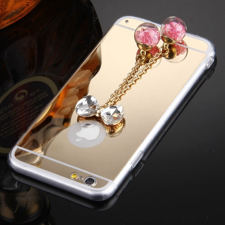 For iPhone 6 & 6s Bowknot Chain Pendant Electroplating Mirror TPU Protective Case