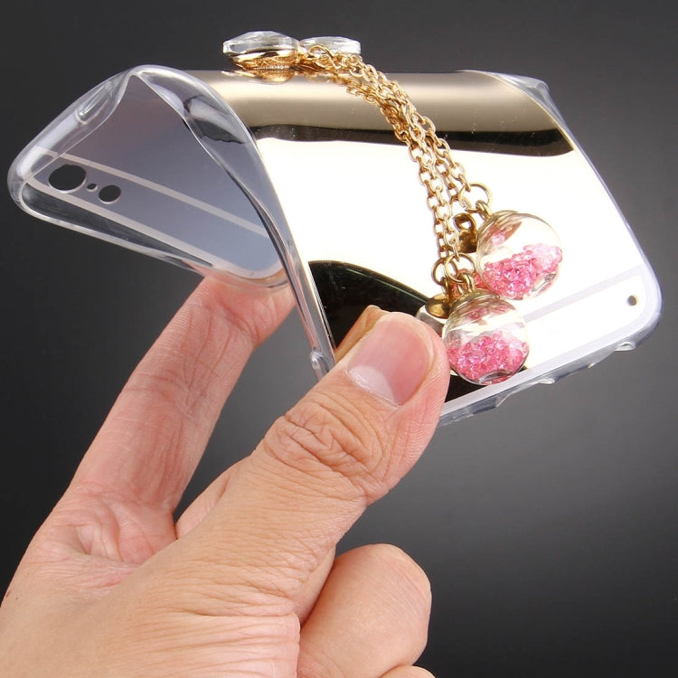 For iPhone 6 & 6s Bowknot Chain Pendant Electroplating Mirror TPU Protective Case