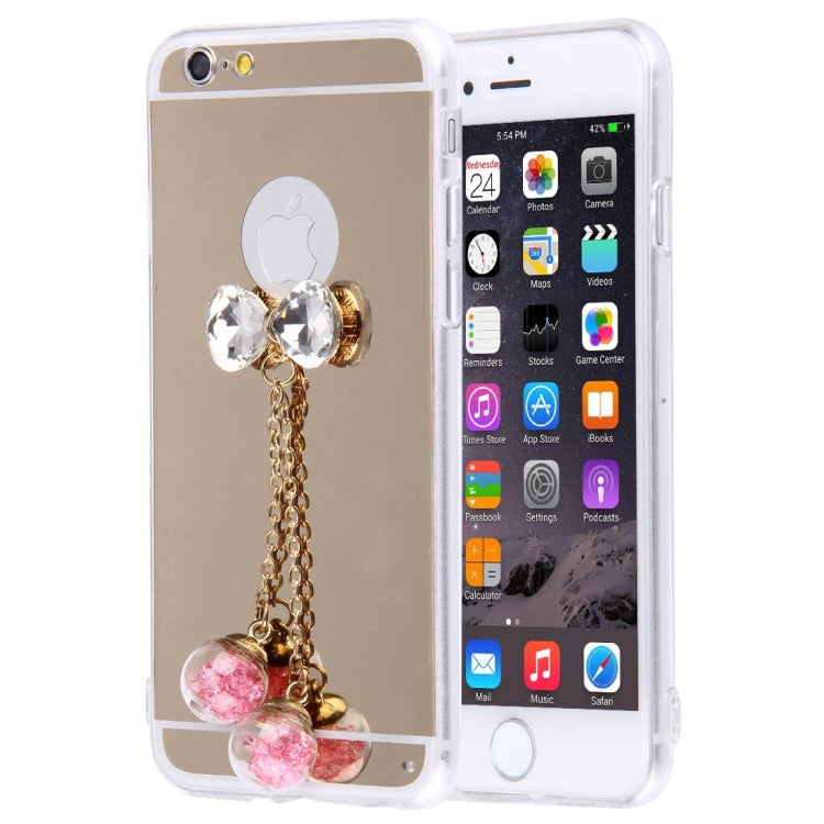 For iPhone 6 & 6s Bowknot Chain Pendant Electroplating Mirror TPU Protective Case