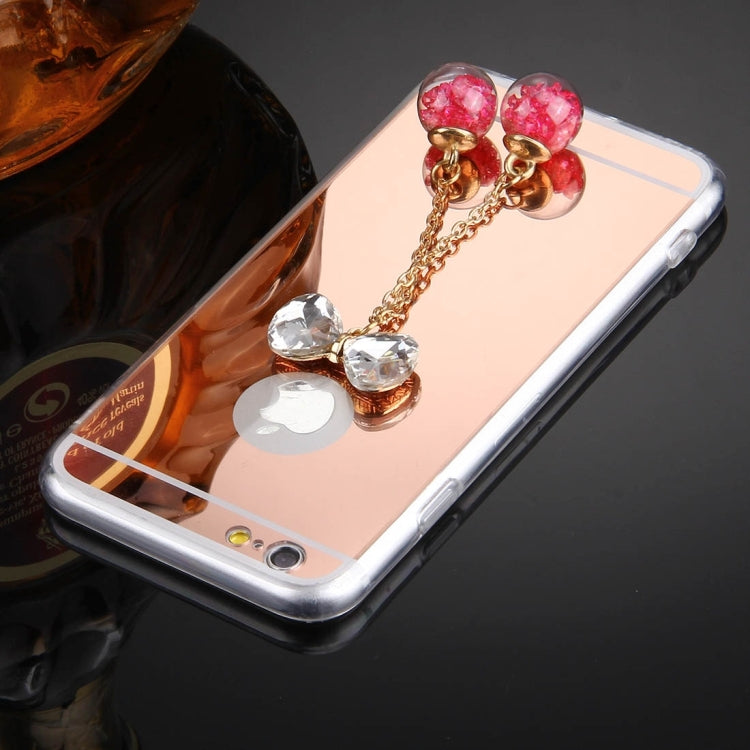 For iPhone 6 & 6s Bowknot Chain Pendant Electroplating Mirror TPU Protective Case