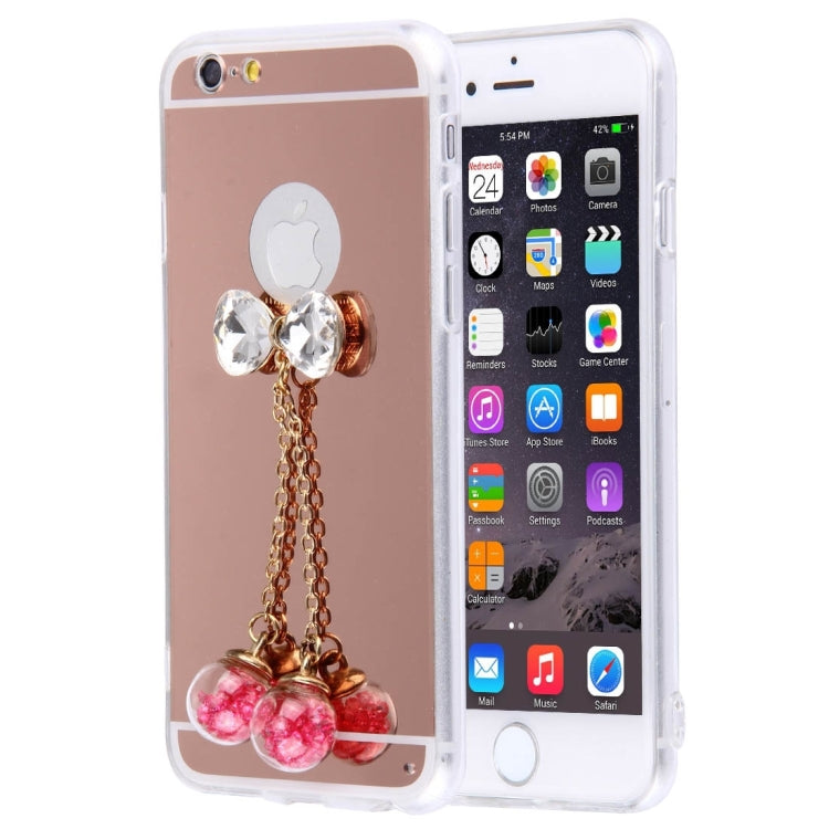 For iPhone 6 & 6s Bowknot Chain Pendant Electroplating Mirror TPU Protective Case