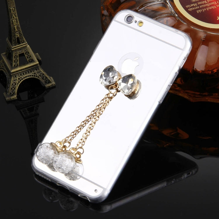 For iPhone 6 & 6s Bowknot Chain Pendant Electroplating Mirror TPU Protective Case
