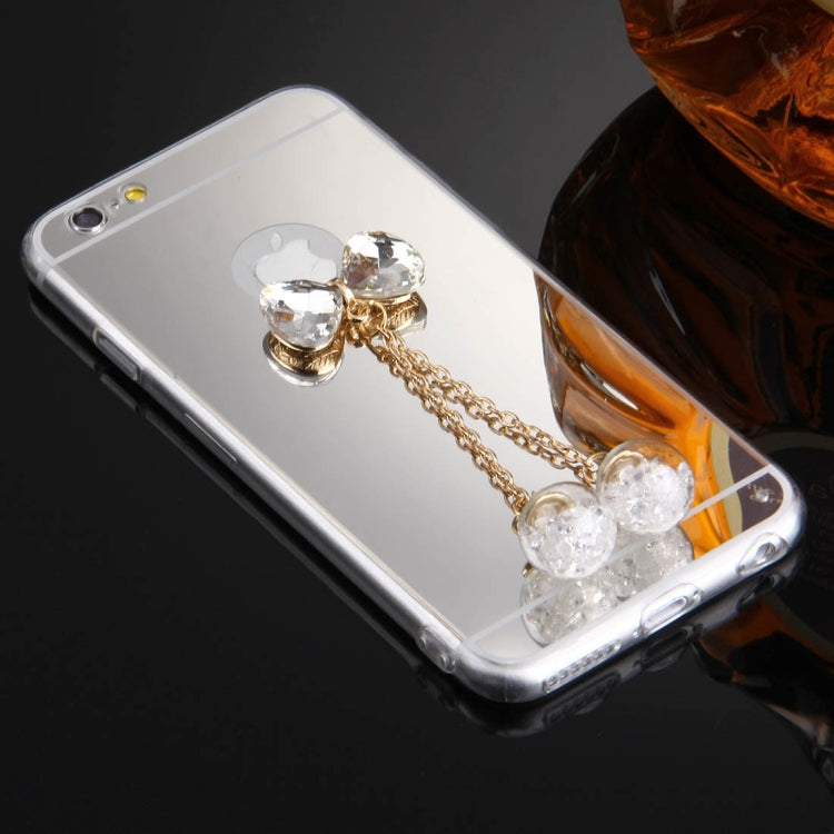 For iPhone 6 & 6s Bowknot Chain Pendant Electroplating Mirror TPU Protective Case