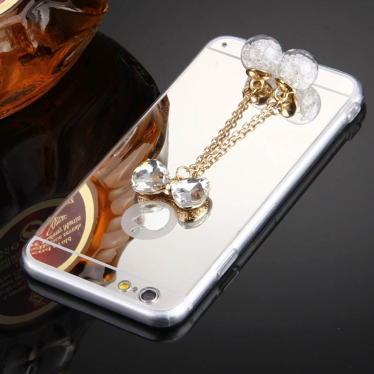 For iPhone 6 & 6s Bowknot Chain Pendant Electroplating Mirror TPU Protective Case