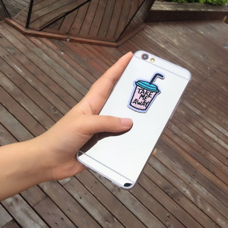 For iPhone 6 & 6s Mirror Embroidery Drink Bottle Full Coverage Shockproof Protective Back Cover Case