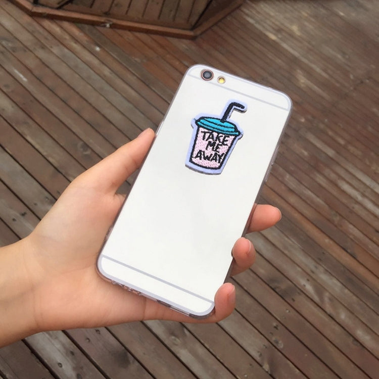 For iPhone 6 & 6s Mirror Embroidery Drink Bottle Full Coverage Shockproof Protective Back Cover Case