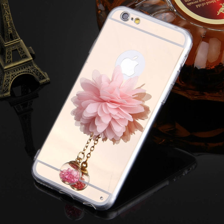 For iPhone 6 & 6s Flower Chain Pendant Electroplating Mirror TPU Protective Case(Gold)