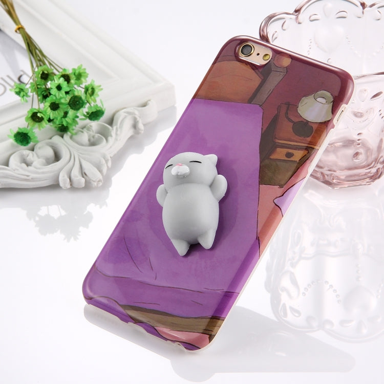 For iPhone 6 & 6s 3D Lovely Cat Pattern Squeeze Relief IMD Workmanship Squishy Dropproof Protective Back Cover Case