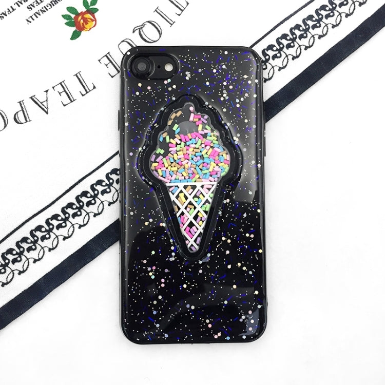 For iPhone 6 & 6s Ice Cream Pattern Glitter Powder Protective Back Cover Case