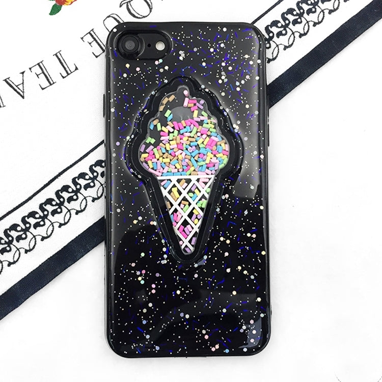 For iPhone 6 & 6s Ice Cream Pattern Glitter Powder Protective Back Cover Case