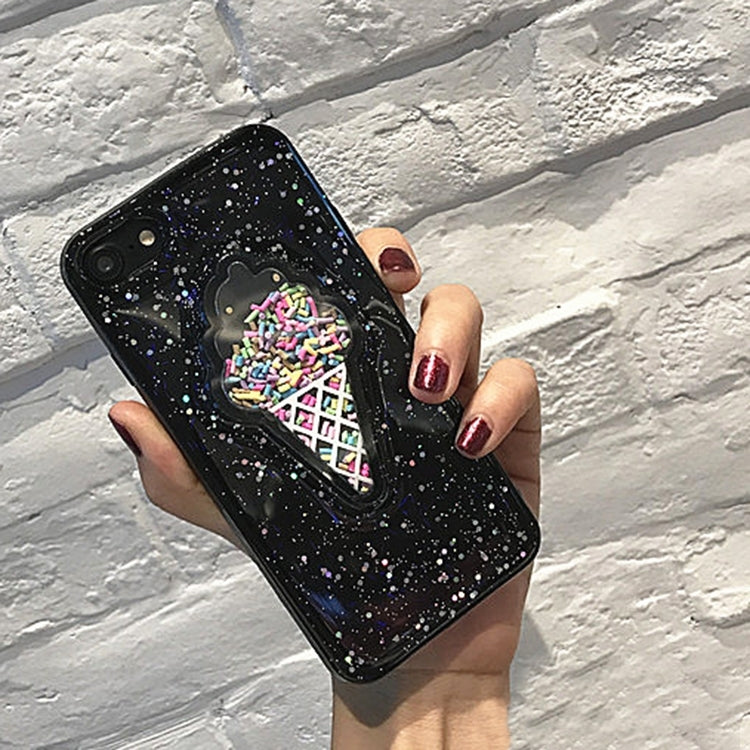For iPhone 6 & 6s Ice Cream Pattern Glitter Powder Protective Back Cover Case
