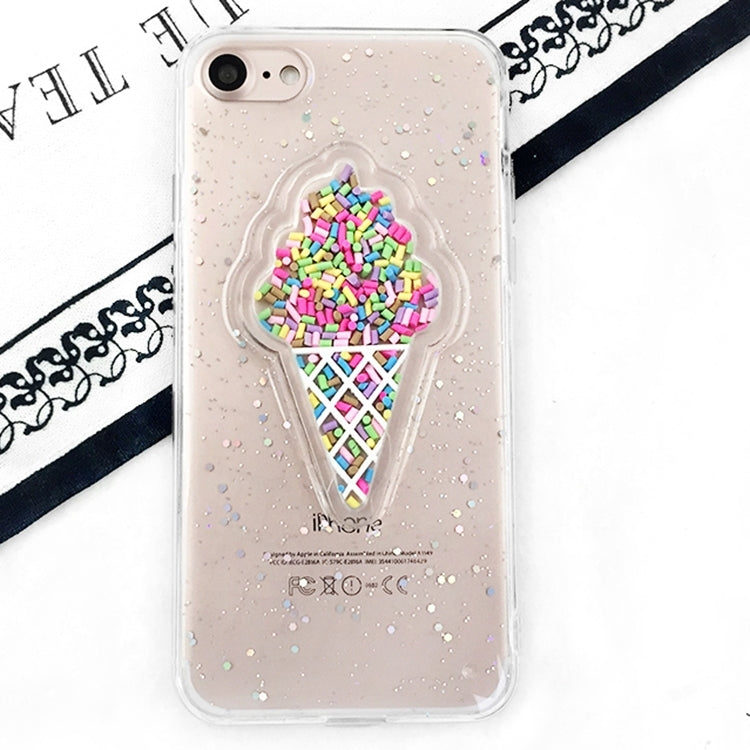 For iPhone 6 & 6s Ice Cream Pattern Glitter Powder Protective Back Cover Case