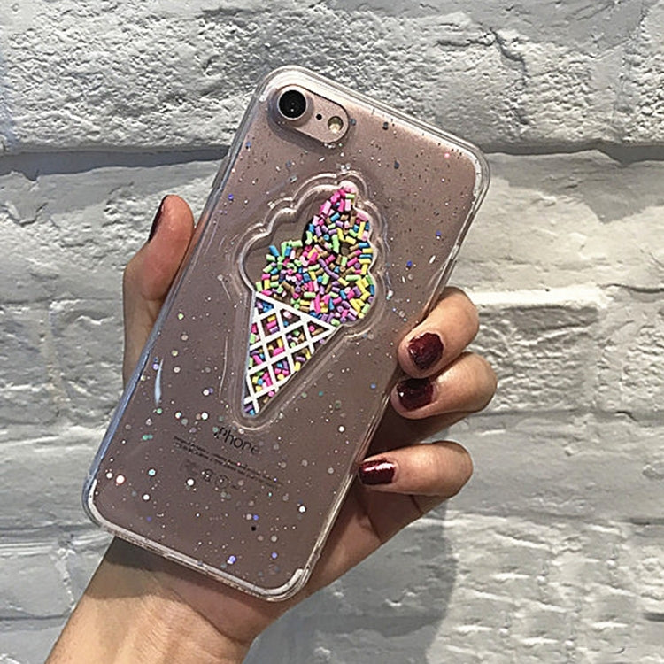 For iPhone 6 & 6s Ice Cream Pattern Glitter Powder Protective Back Cover Case